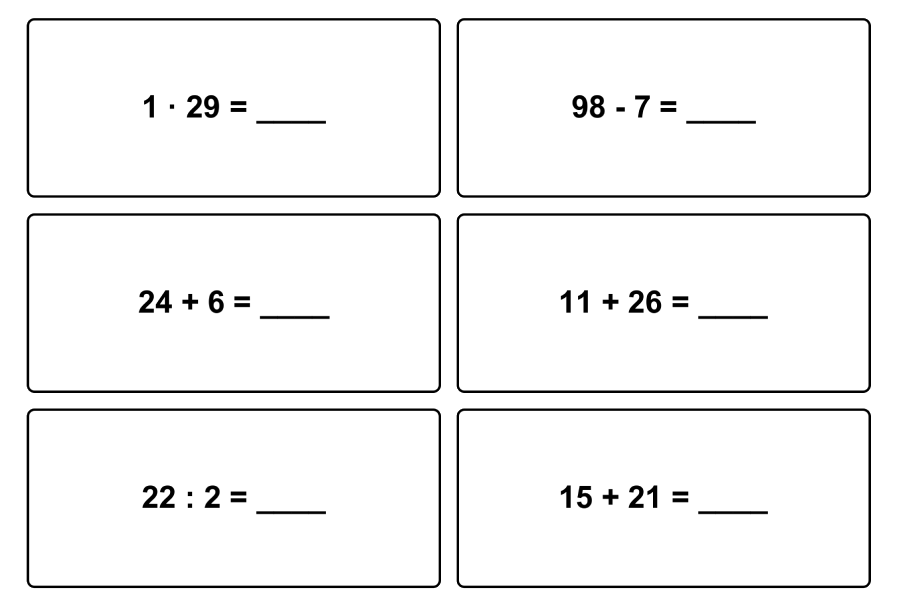 Ukázka pracovního listu s matematickými příklady